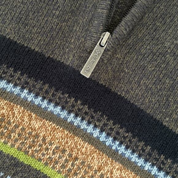 Columbia Sweater L 1/4 Zip Y2K Knit Pullover Hunting Stripe Outdoor Hiking - Picture 5 of 7